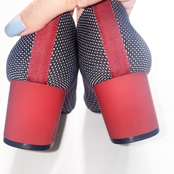 Betabrand Starter Red Black White Textured Patterned Block Heels - Picture 6 of 9